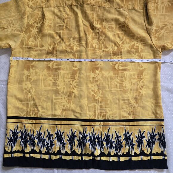 VTG Extreme Gear Hawaiian Shirt Men's XL Yellow/Black Palm Trees Tropical Beach - Picture 5 of 7